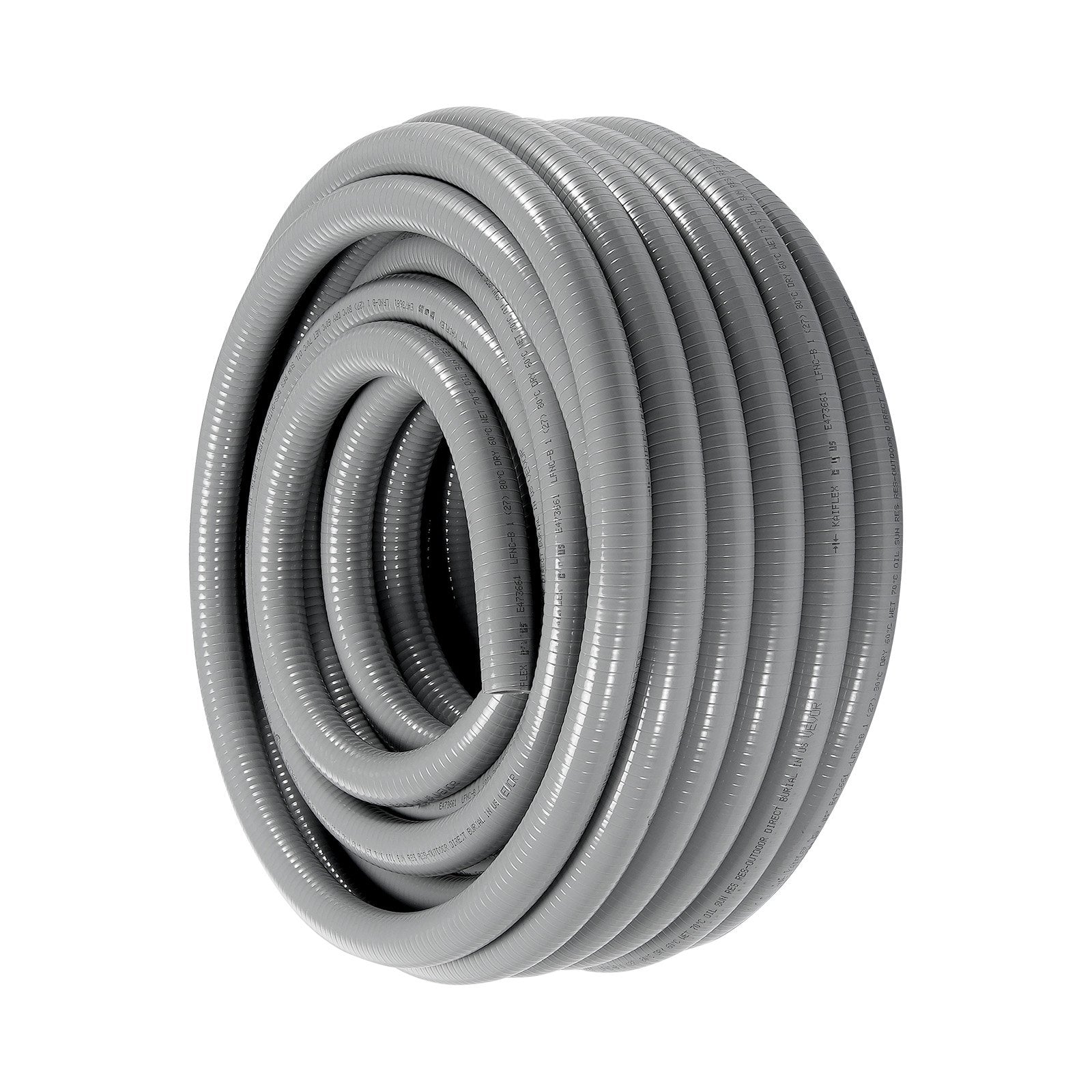 VEVOR 1/2-Inch Flexible Electrical Conduit, 100 ft, PVC Liquid-Tight Conduit Non-Metallic with 5 Straight and 5 90-Degree Conduit Connector Fittings, for Air Conditioning Motor Controller Pump, IP65