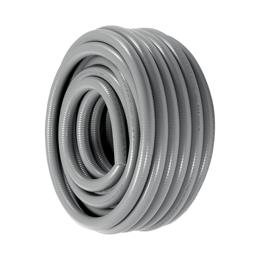 VEVOR 1/2-Inch Flexible Electrical Conduit, 100 ft, PVC Liquid-Tight Conduit Non-Metallic with 5 Straight and 5 90-Degree Conduit Connector Fittings, for Air Conditioning Motor Controller Pump, IP65