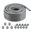 VEVOR 1/2-Inch Flexible Electrical Conduit, 100 ft, PVC Liquid-Tight Conduit Non-Metallic with 5 Straight and 5 90-Degree Conduit Connector Fittings, for Air Conditioning Motor Controller Pump, IP65