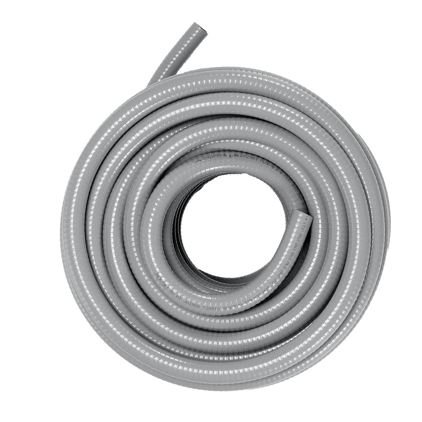 VEVOR 3/4-Inch Flexible Electrical Conduit, 100 ft, PVC Liquid-Tight Conduit Non-Metallic with 5 Straight and 5 90-Degree Conduit Connector Fittings, for Air Conditioning Motor Controller Pump, IP65