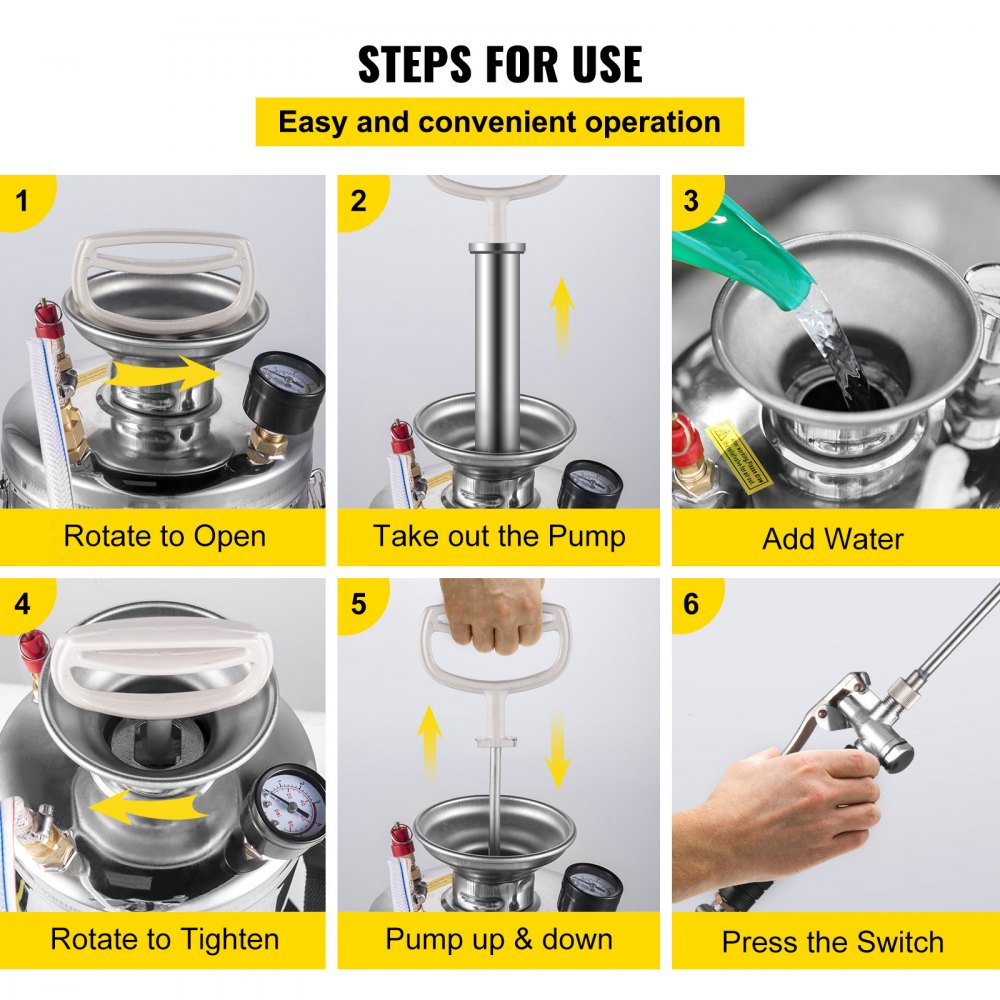 VEVOR 3Gal Stainless Steel Sprayer, Set with 20’’ Wand& Handle& 3FT Reinforced Hose, Hand Pump Sprayer with Pressure Gauge&Safety Valve, Adjustable Nozzle Suitable for Gardening and Sanitizing
