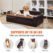 VEVOR Pet Sofa, Dog Couch for Large-Sized Dogs and Cats, Soft Leather Dog Sofa Bed, 110 lbs Loading Cat Sofa, Brown