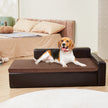 VEVOR Pet Sofa, Dog Couch for Large-Sized Dogs and Cats, Soft Leather Dog Sofa Bed, 110 lbs Loading Cat Sofa, Brown