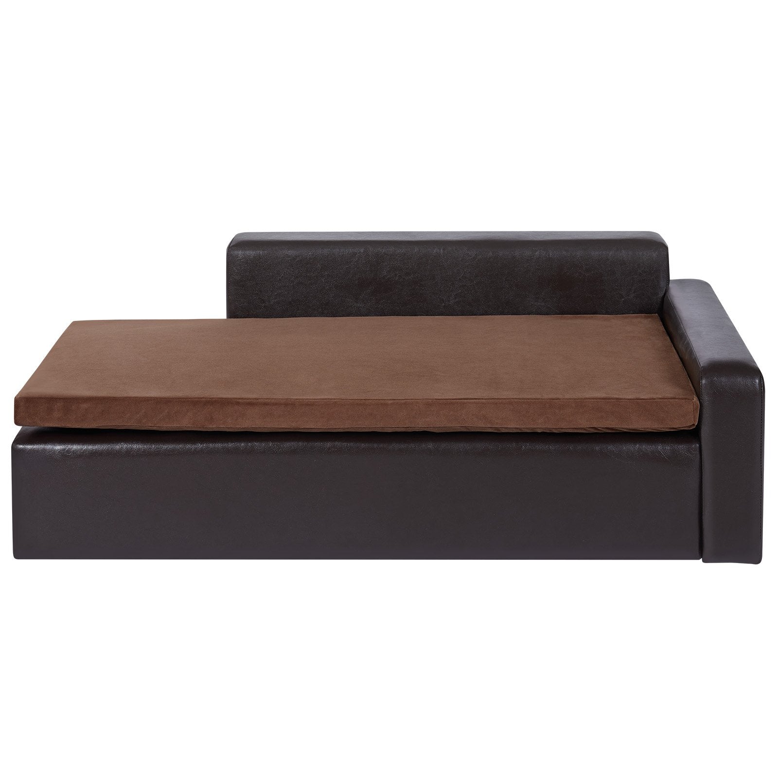 VEVOR Pet Sofa, Dog Couch for Large-Sized Dogs and Cats, Soft Leather Dog Sofa Bed, 110 lbs Loading Cat Sofa, Brown