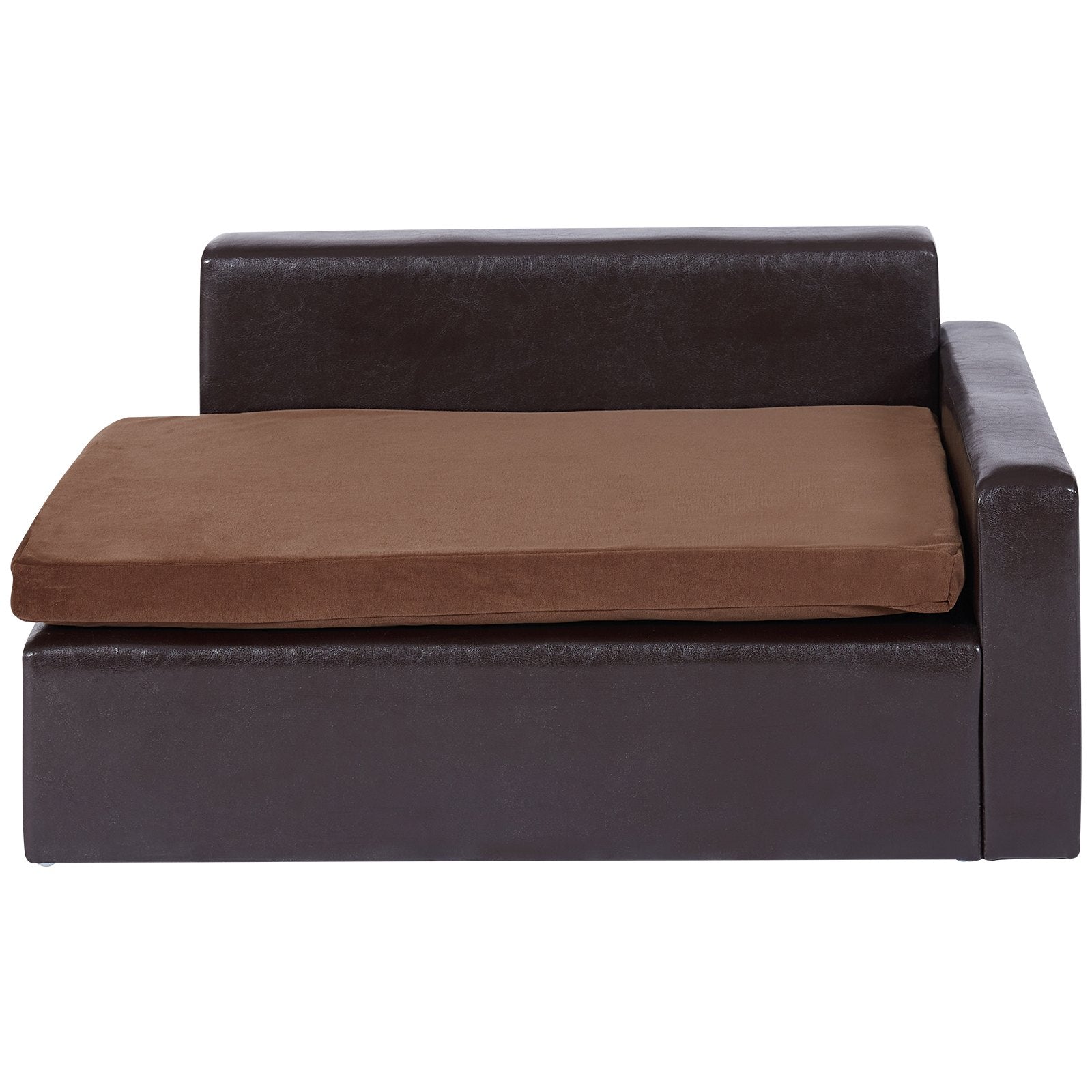 VEVOR Pet Sofa, Dog Couch for Medium-Sized Dogs and Cats, Soft Leather Dog Sofa Bed, 110 lbs Loading Cat Sofa, Black