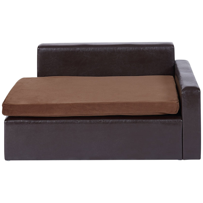 VEVOR Pet Sofa, Dog Couch for Medium-Sized Dogs and Cats, Soft Leather Dog Sofa Bed, 110 lbs Loading Cat Sofa, Black