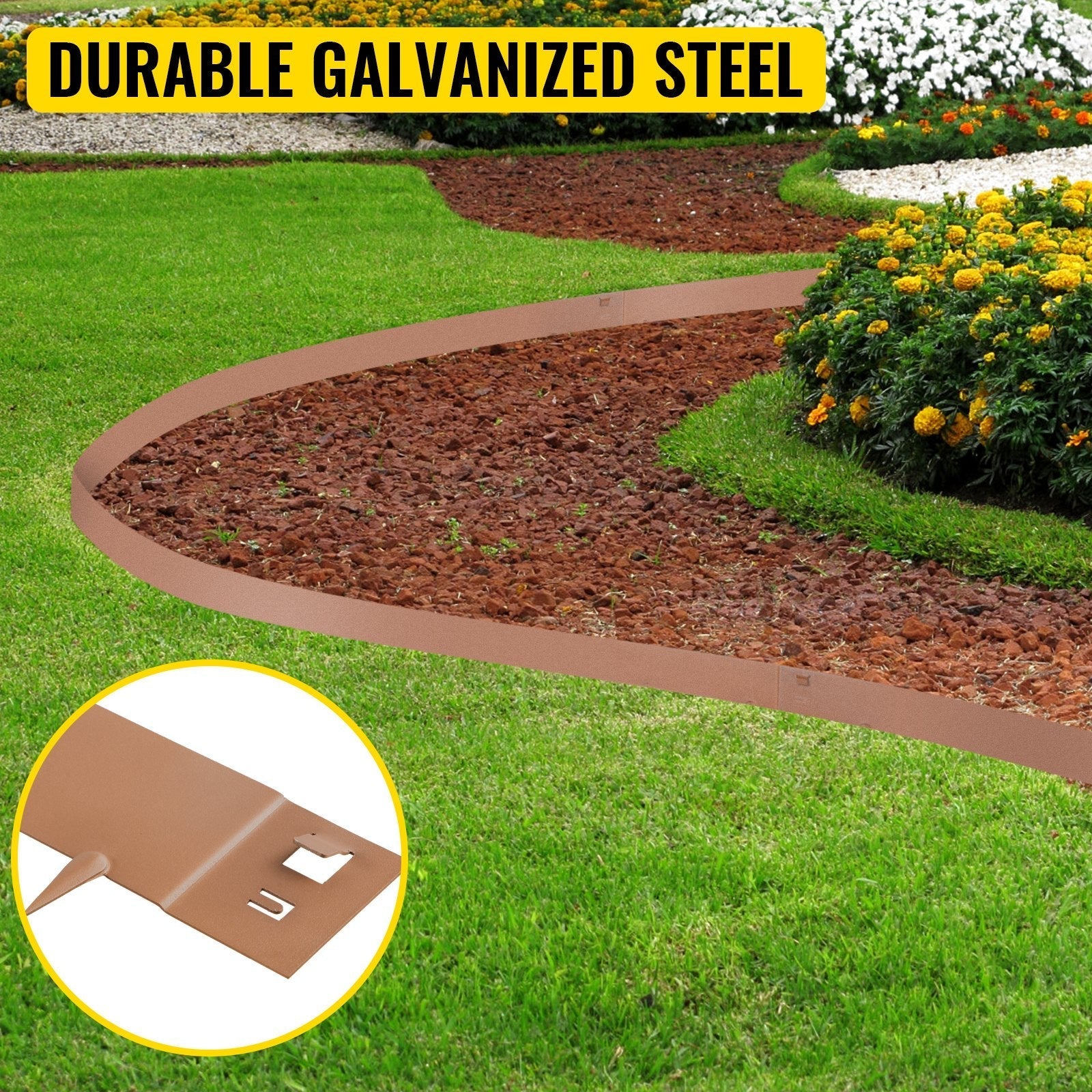 VEVOR Steel Lawn Edging Metal Landscape Edging 5PCS 4