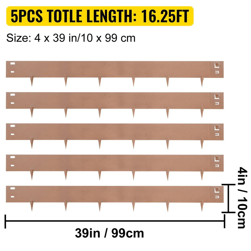 VEVOR Steel Lawn Edging Metal Landscape Edging 5PCS 4