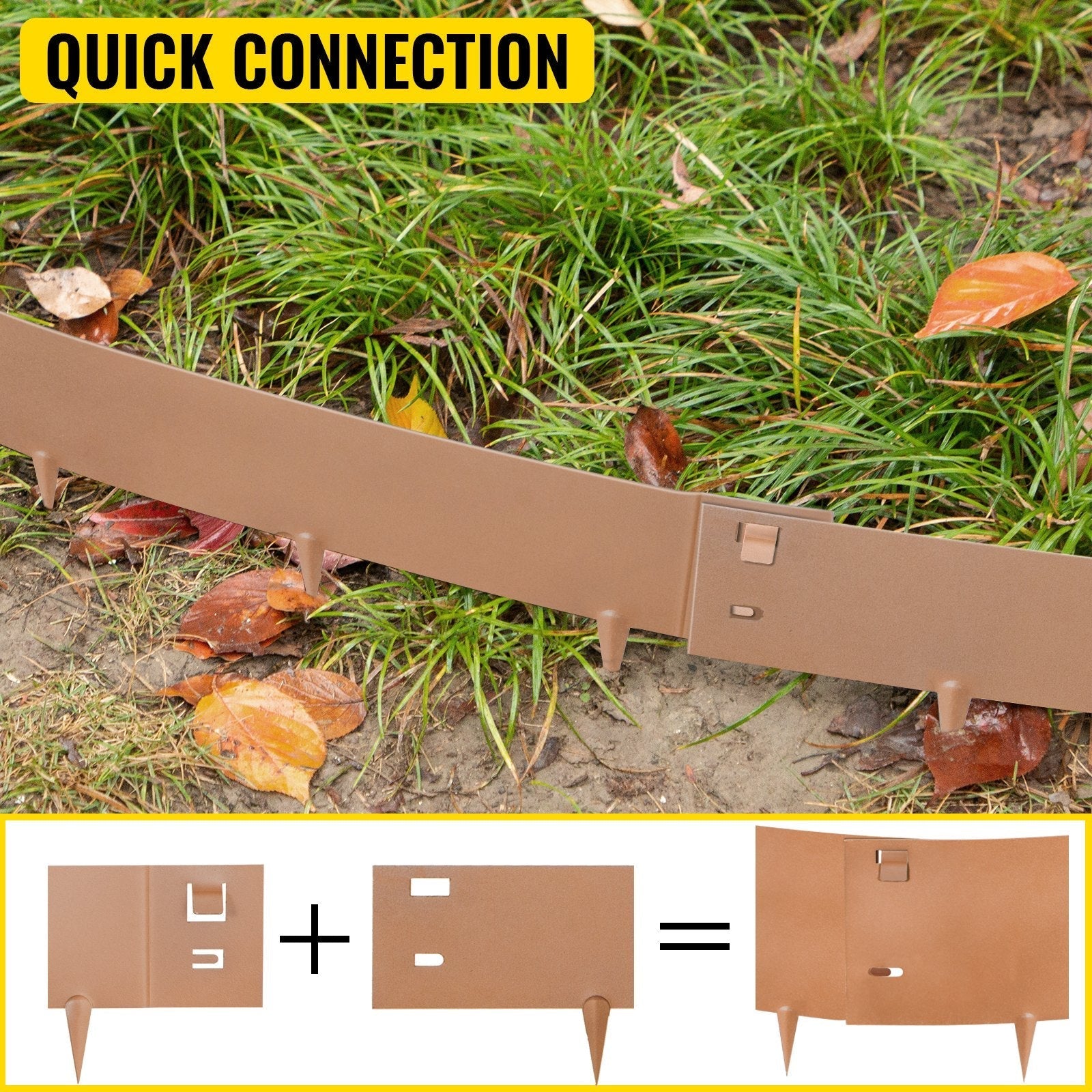 VEVOR Steel Lawn Edging Metal Landscape Edging 5PCS 4