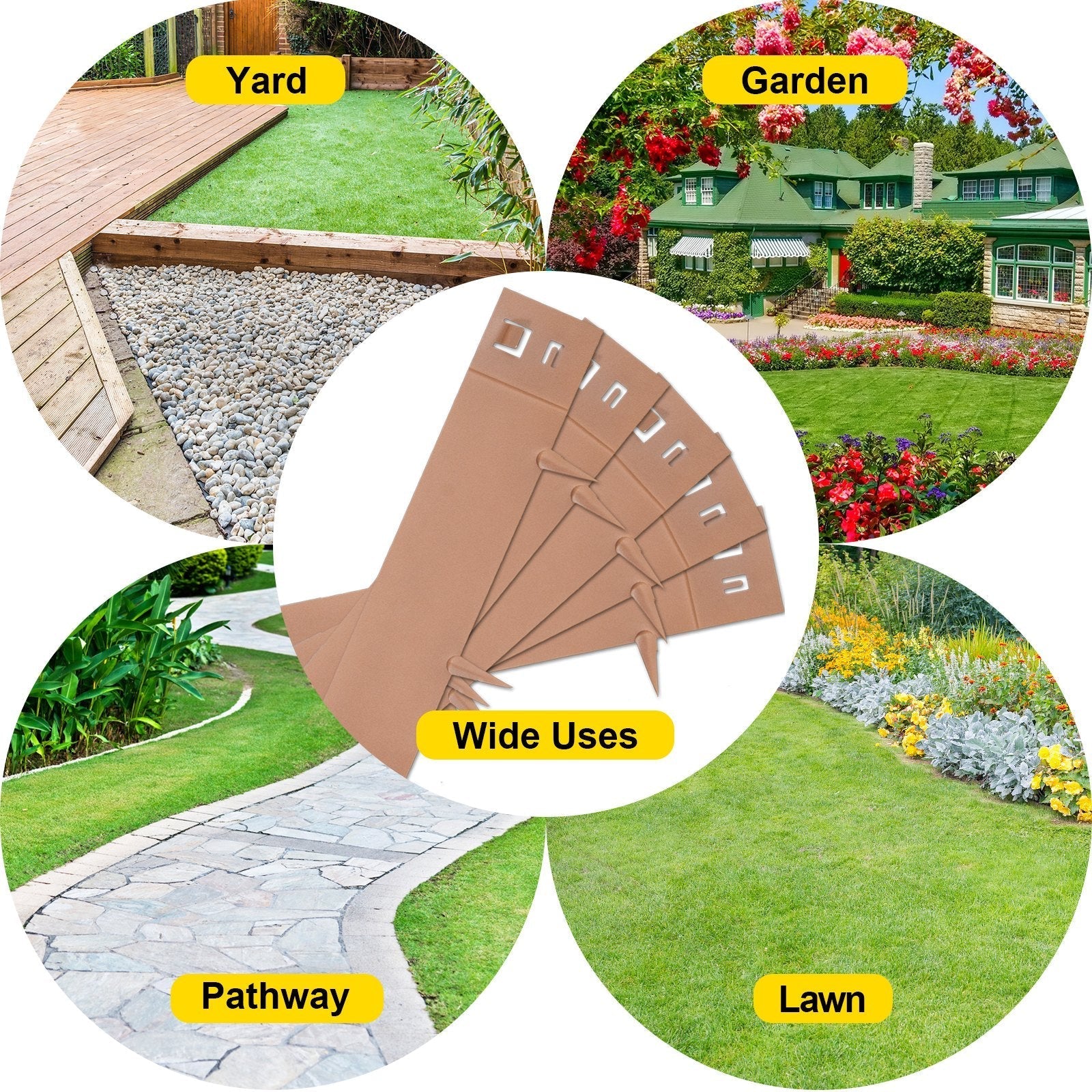 VEVOR Steel Lawn Edging Metal Landscape Edging 5PCS 4