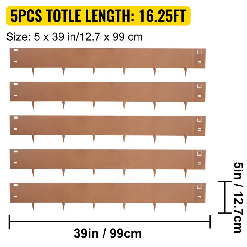 VEVOR Steel Lawn Edging Metal Landscape Edging 5PCS 5