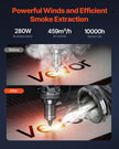 VEVOR Solder Fume Extractor 459 m³/h 280W Brushless Motor with 10 Levels Speed