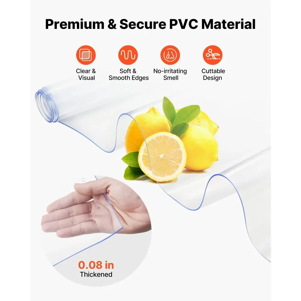 VEVOR Clear PVC Strip Curtain, 96 in Height x 84 in Width x 0.08 in Thickness, 14 PCS Walk in Freezer Cooler Curtain Strips, Smooth Waterproof Plastic Door Strips for Warehouse, Freezer, Garage Doors
