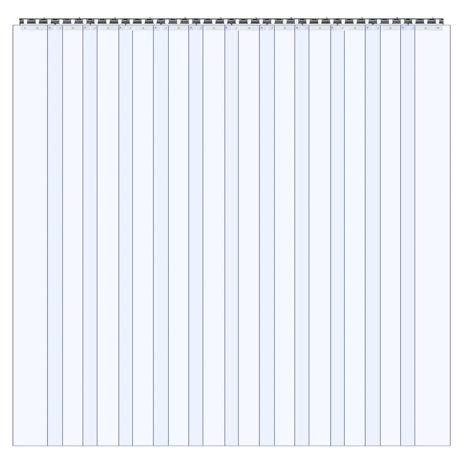VEVOR Clear PVC Strip Curtain, 96 in Height x 84 in Width x 0.08 in Thickness, 14 PCS Walk in Freezer Cooler Curtain Strips, Smooth Waterproof Plastic Door Strips for Warehouse, Freezer, Garage Doors