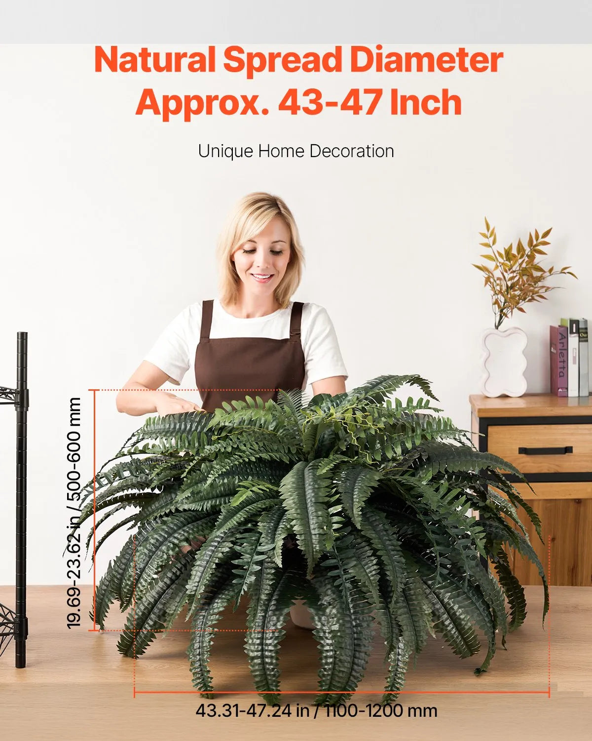 VEVOR Artificial Boston Fern Large Plastic Fern 88 Branches Indoor Outdoor Decor