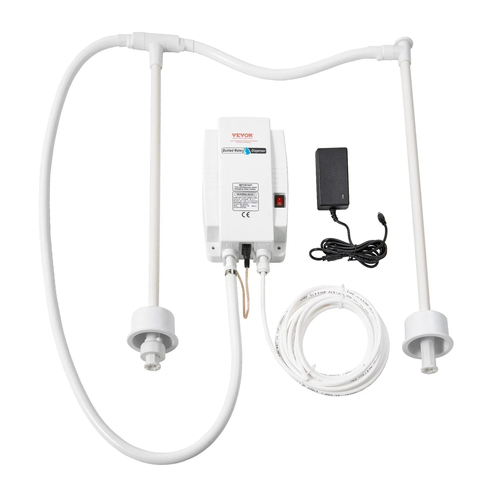 VEVOR Bottled Water Dispenser Pump System, 2x5 Gallon Dispensing System, Automatic Electric Water Dispenser, Double-Pipe Water Jug Pump, Compatible Use with Coffee/Tea Machine, Refrigerator, Ice Maker