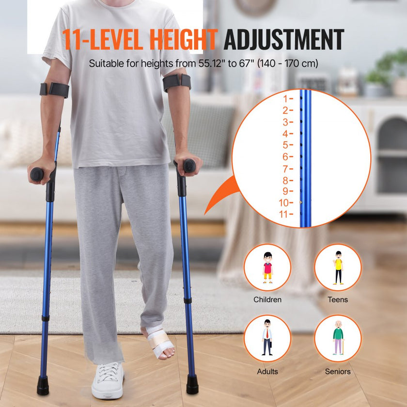 🩺 Forearm Crutches for Adults – 2 Variants Available (350 lb Capacity)