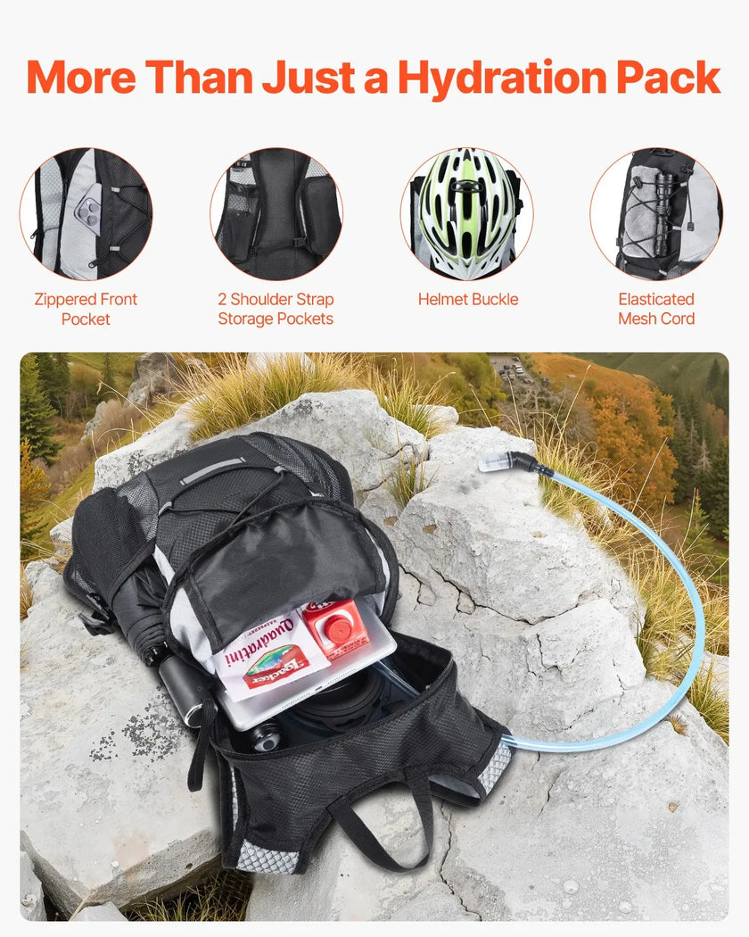 VEVOR Lightweight Hydration Pack Backpack 2L Water Bladder Biking Hiking Running