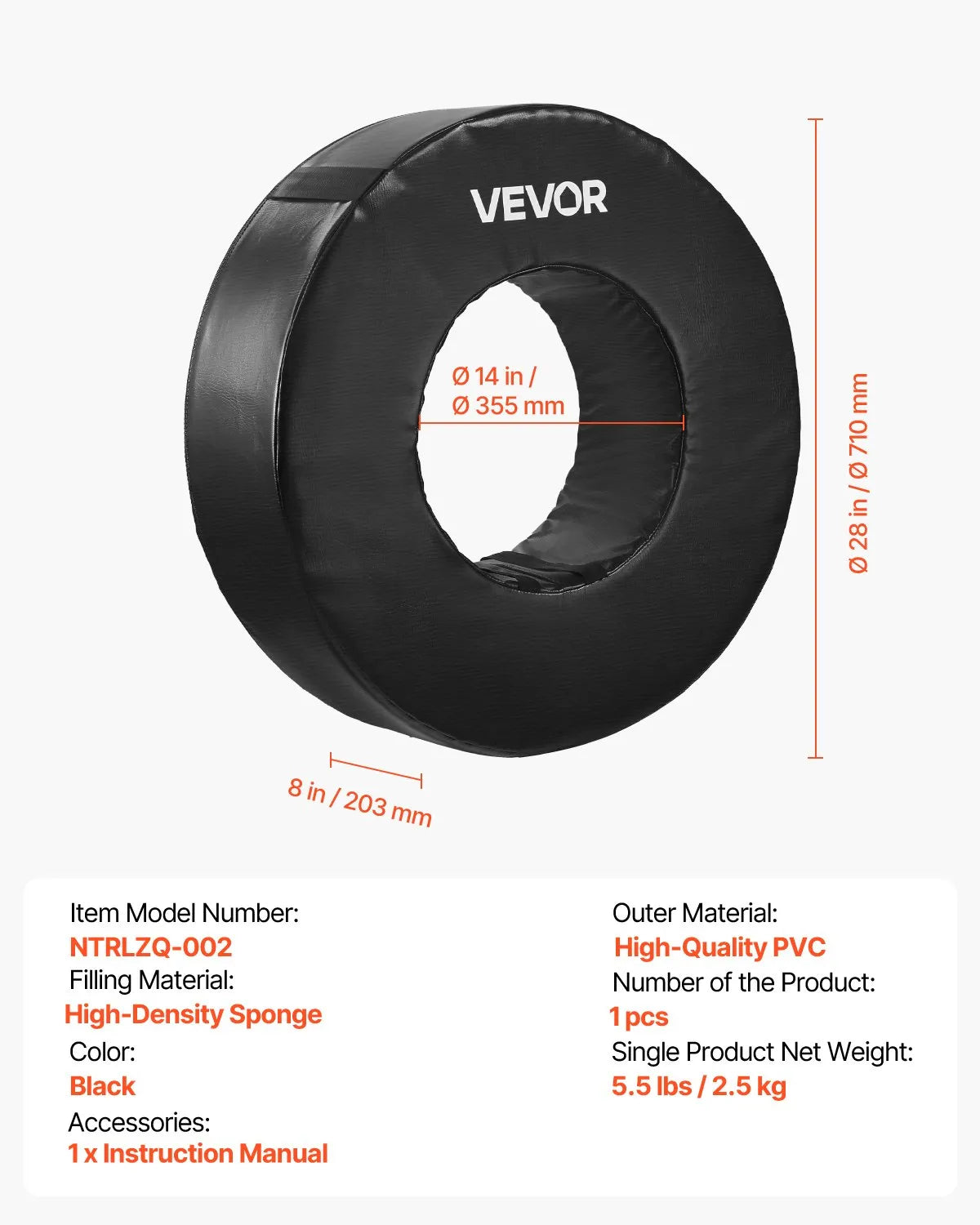 VEVOR Football Tackle Wheel Tackling Dummy Waterproof PVC Tackle Ring Strap 1PCS