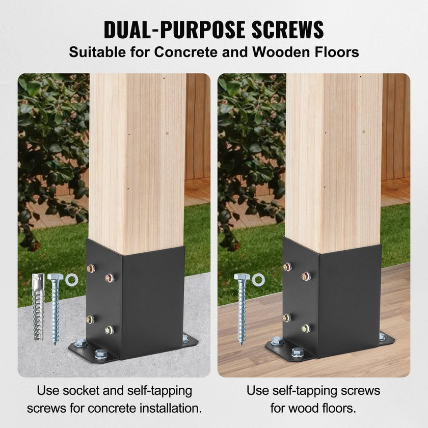 VEVOR 4x4 Post Base 4 Pcs, Inner Size 3.6