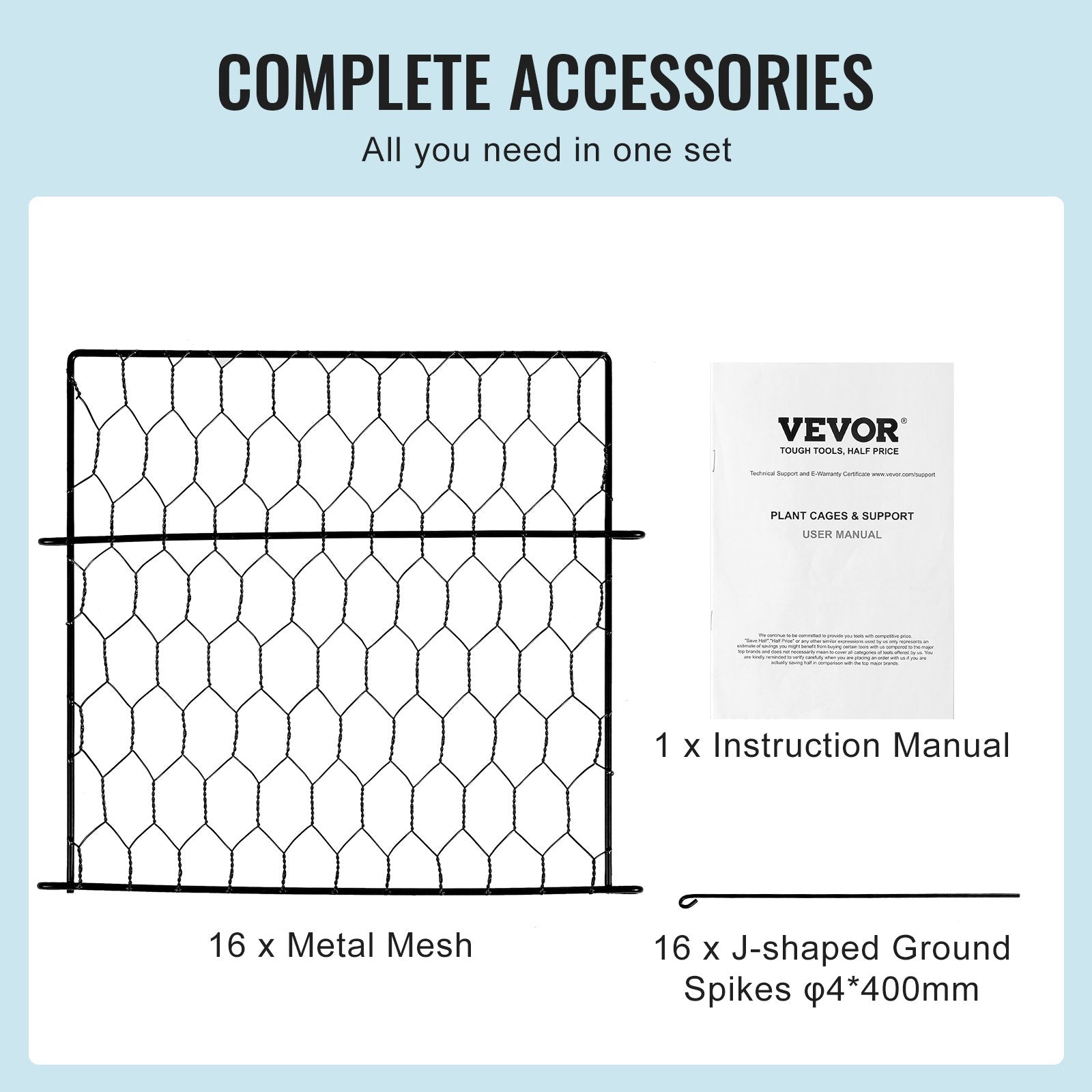 VEVOR 5 Pack Plant Protector from Animals 13.4'' x 13.4'' Metal Plant Cage