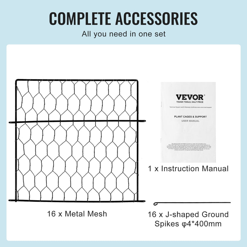 VEVOR 5 Pack Plant Protector from Animals 13.4'' x 13.4'' Metal Plant Cage
