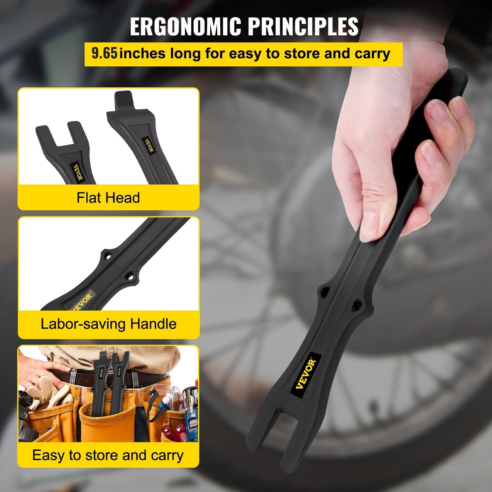 VEVOR Tire Changing Tool, 9.65 Inch Tire Iron Set, 2pcs Motorcycle Tire Irons, 40CR Steel Tire Bead Breaker, Black Tire Changing Spoons, Rust Proof Motorcycle Tire Spoons, Tire Levers For Bile Tires