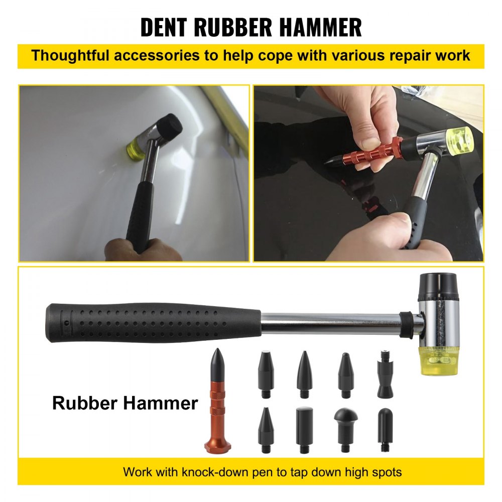 VEVOR Dent Puller Kit, 53 PCS Paintless Dent Repair Tool, Golden Lifter Puller Car Dent Repair Kit, Glue Puller Tabs Dent Puller Kit for Auto Dent Removal, Minor Dents, Door Dings and Hail Damage