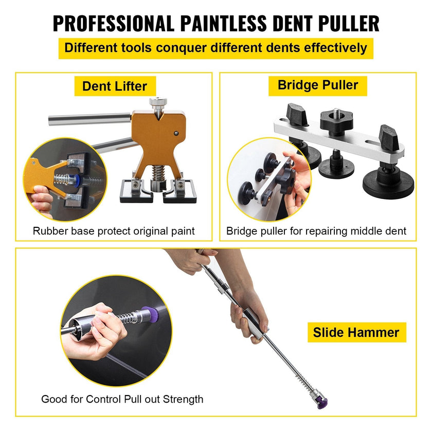 VEVOR Dent Removal Tool, 60 Pcs Paintless Dent Repair Tools, Puller and Lifter Dent Repair Kit, Glue Puller Tabs Dent Puller Kit for Auto Dent Removal, Minor Dents, Door Dings and Hail Damage
