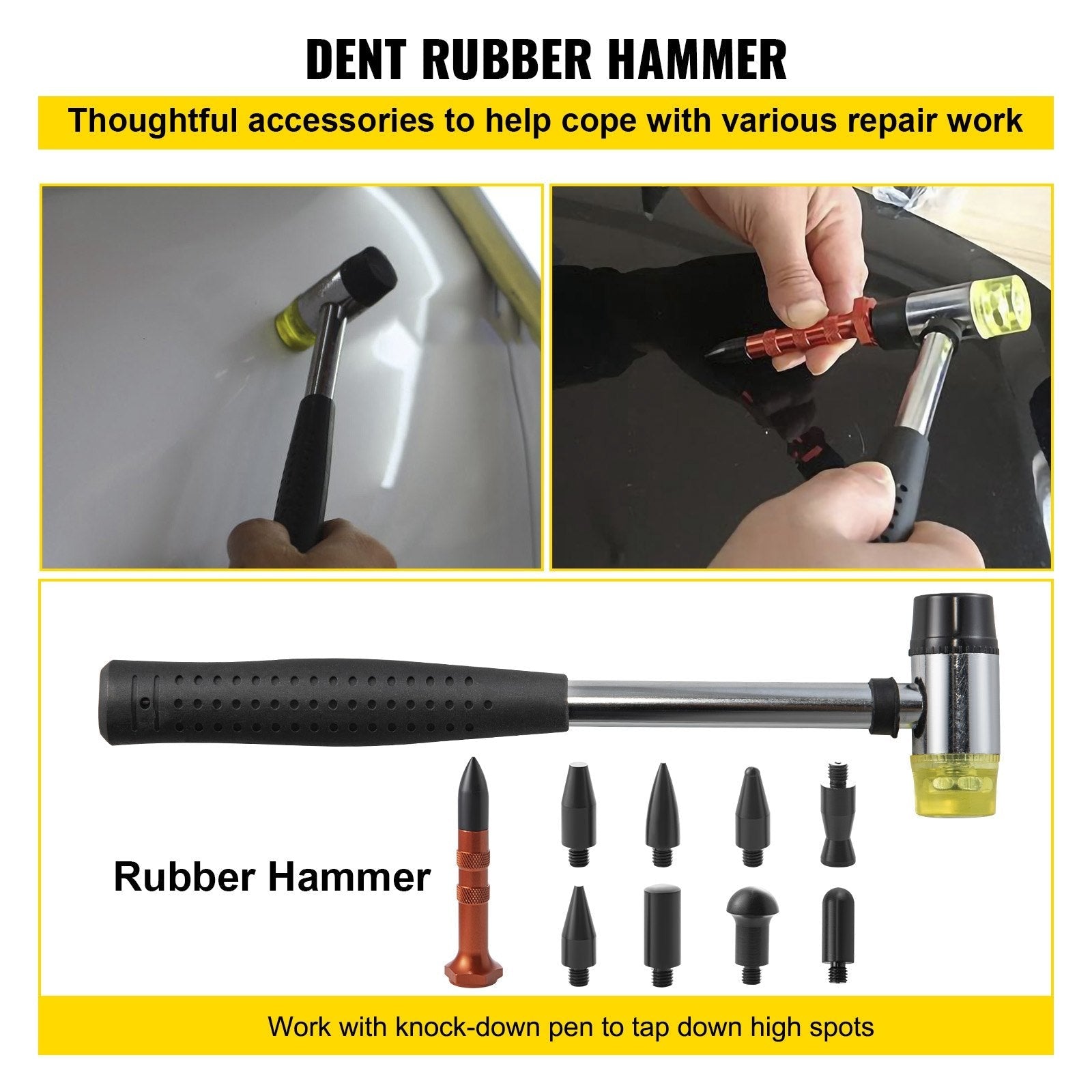 VEVOR Dent Removal Tool, 60 Pcs Paintless Dent Repair Tools, Puller and Lifter Dent Repair Kit, Glue Puller Tabs Dent Puller Kit for Auto Dent Removal, Minor Dents, Door Dings and Hail Damage
