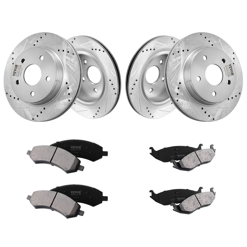 VEVOR Drilled Slotted Front and Rear Brake Rotors Pads Kit for Dodge Ram 1500