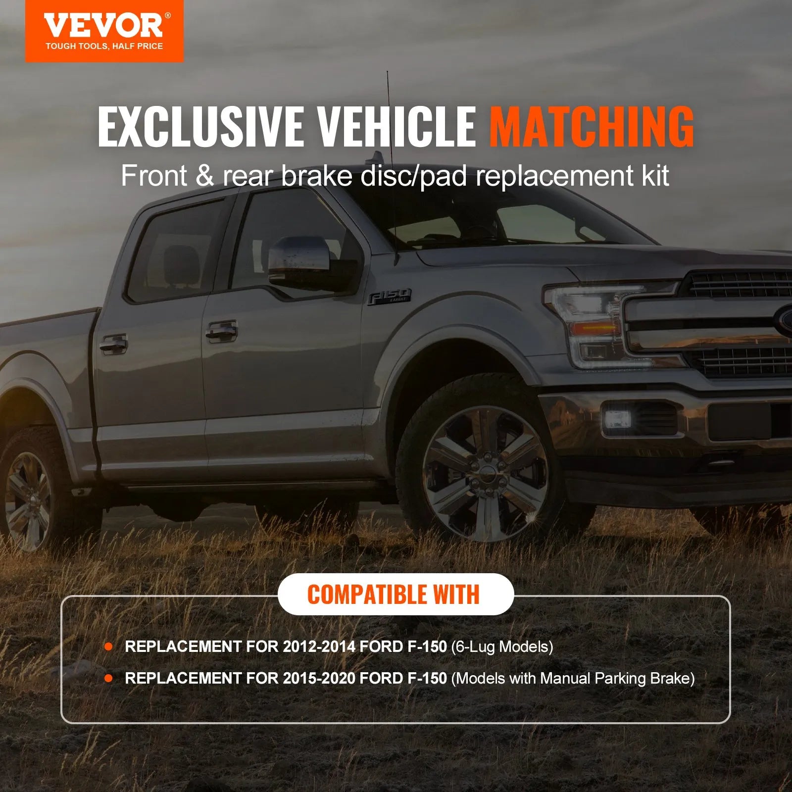 VEVOR Drilled Slotted Front&Rear Brake Rotors Pads Kit for 2012-2020 Ford F-150