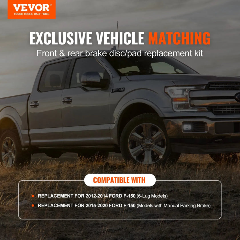 VEVOR Drilled Slotted Front&Rear Brake Rotors Pads Kit for 2012-2020 Ford F-150