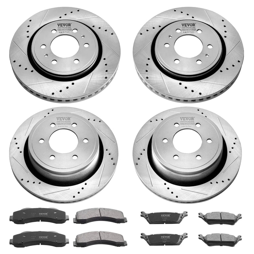 VEVOR Drilled Slotted Front&Rear Brake Rotors Pads Kit for 2012-2020 Ford F-150