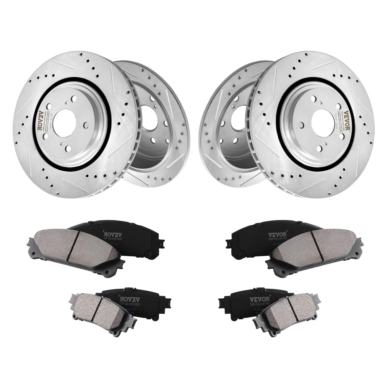VEVOR Drilled Slotted Front&Rear Brake Rotors Pads for Toyota Sienna Highlander