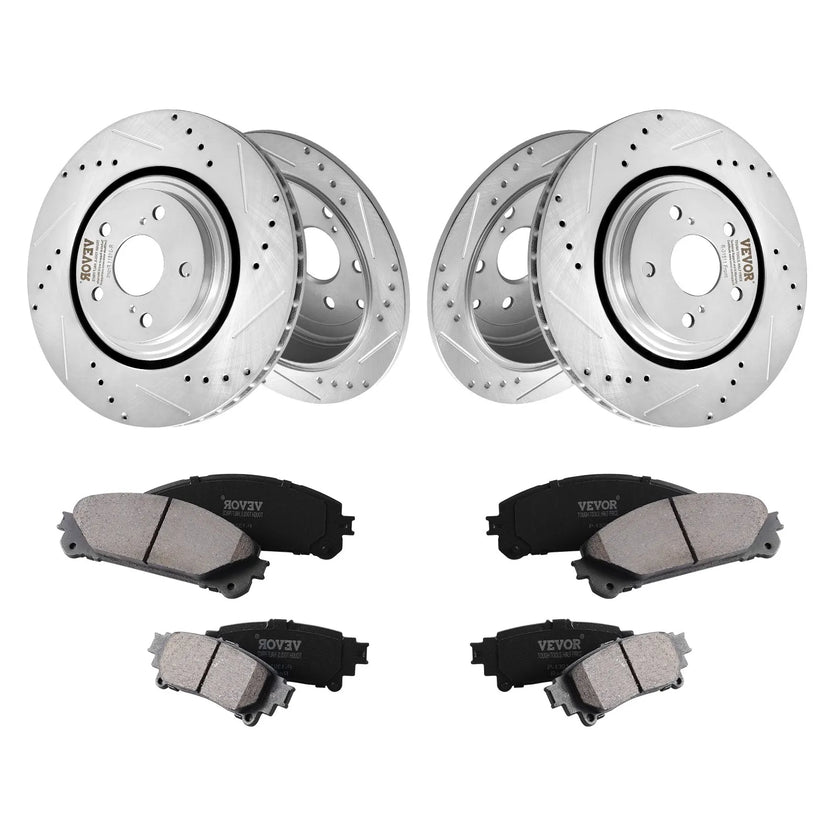 VEVOR Drilled Slotted Front&Rear Brake Rotors Pads for Toyota Sienna Highlander