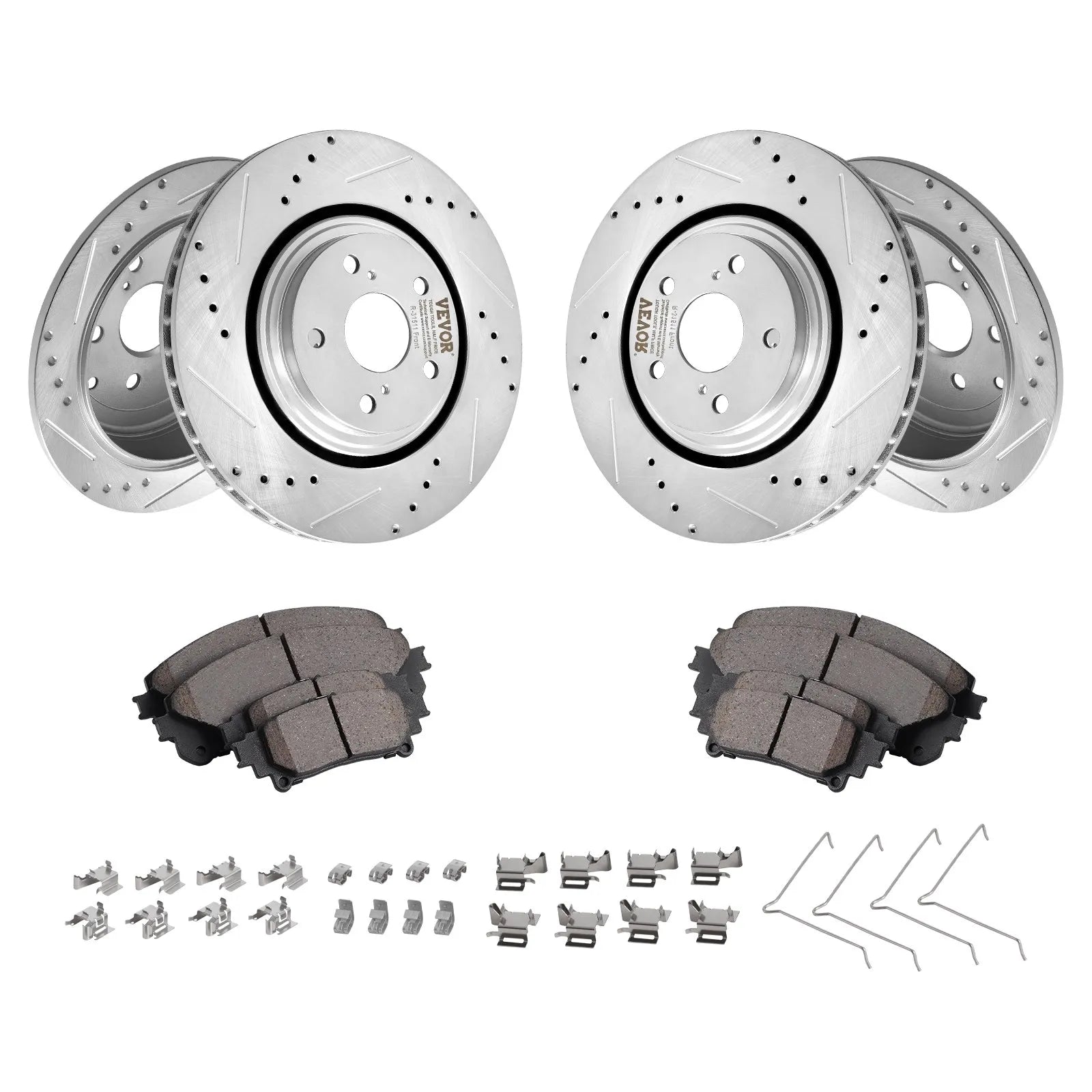 VEVOR Drilled Slotted Front&Rear Brake Rotors Pads for Toyota Sienna Highlander