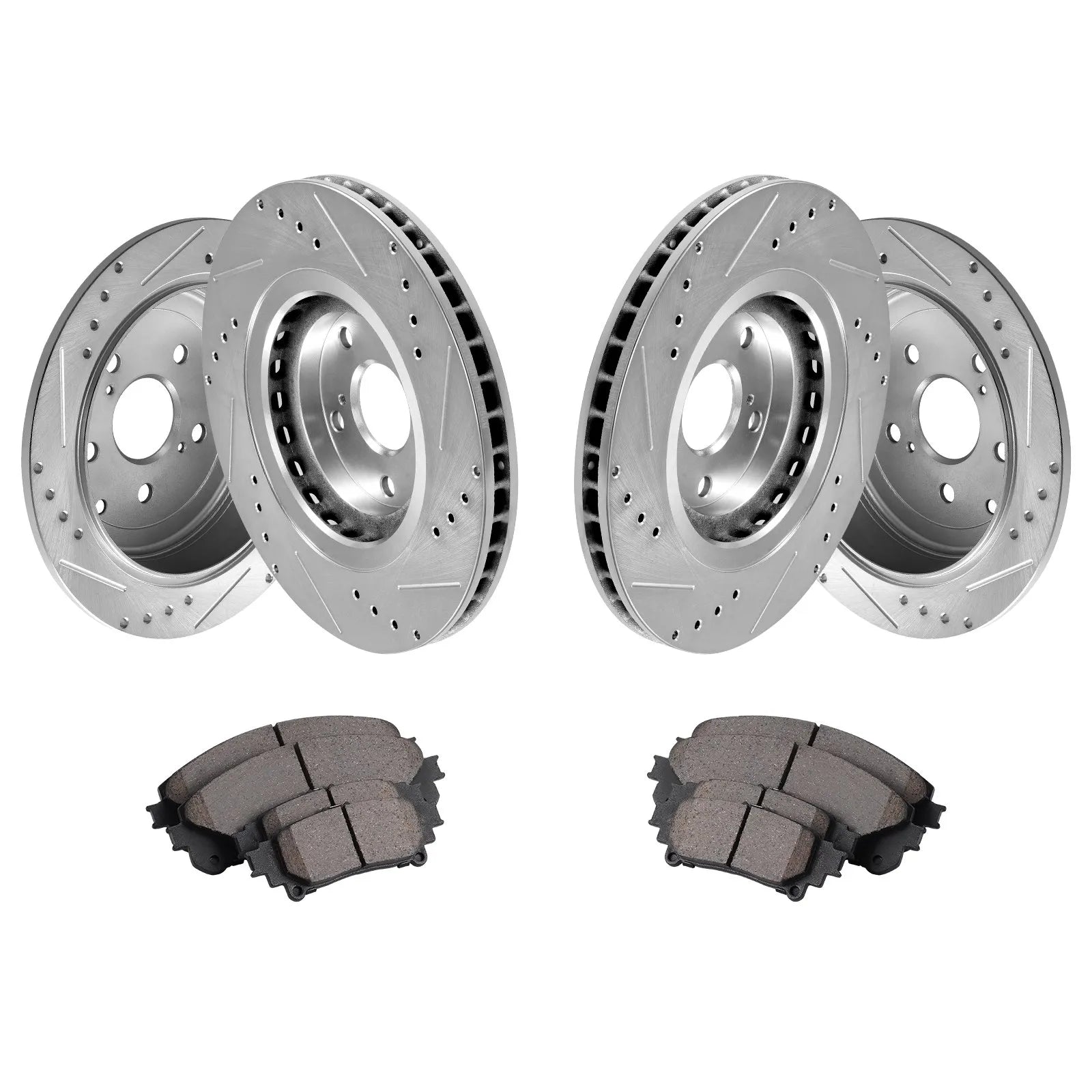VEVOR Drilled Slotted Front&Rear Brake Rotors Pads for Toyota Sienna Highlander