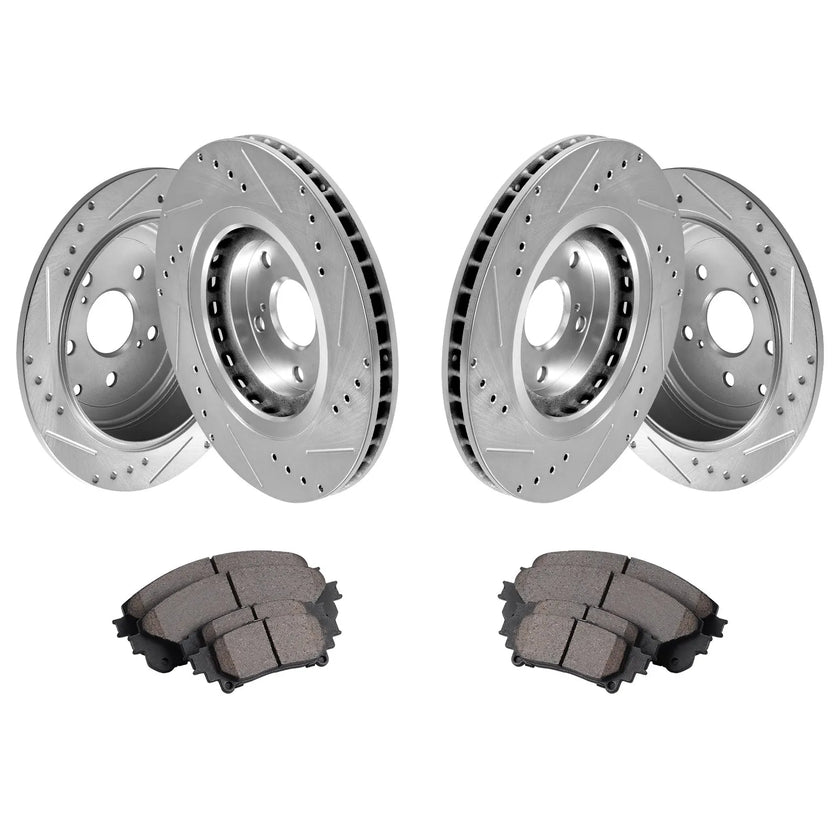 VEVOR Drilled Slotted Front&Rear Brake Rotors Pads for Toyota Sienna Highlander