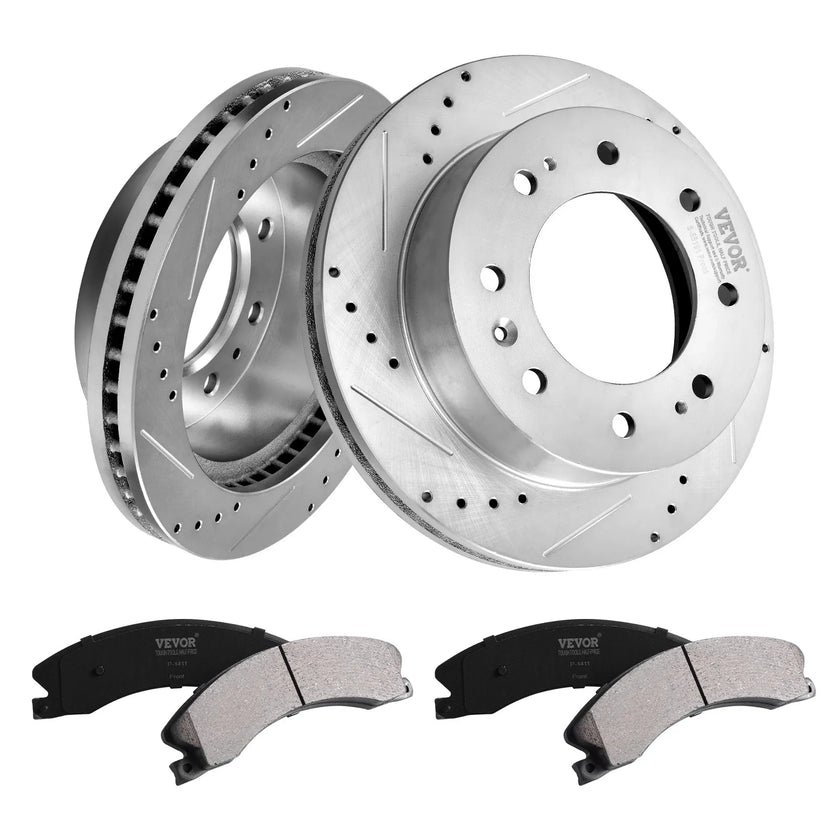 VEVOR Drilled and Slotted Front Brake Rotors Pads Kit for Chevy Silverado GMC