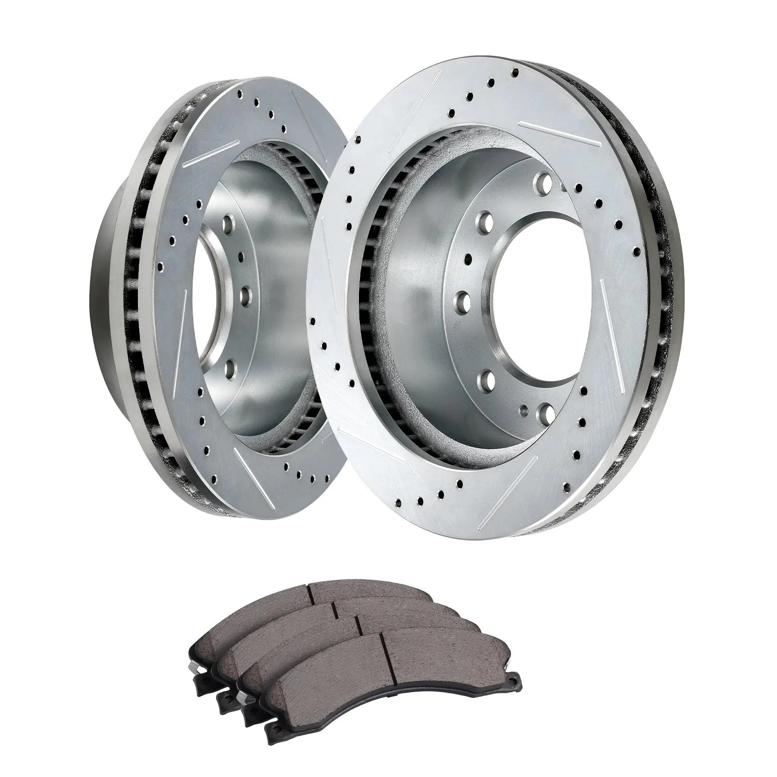VEVOR Drilled and Slotted Front Brake Rotors Pads Kit for Chevy Silverado GMC