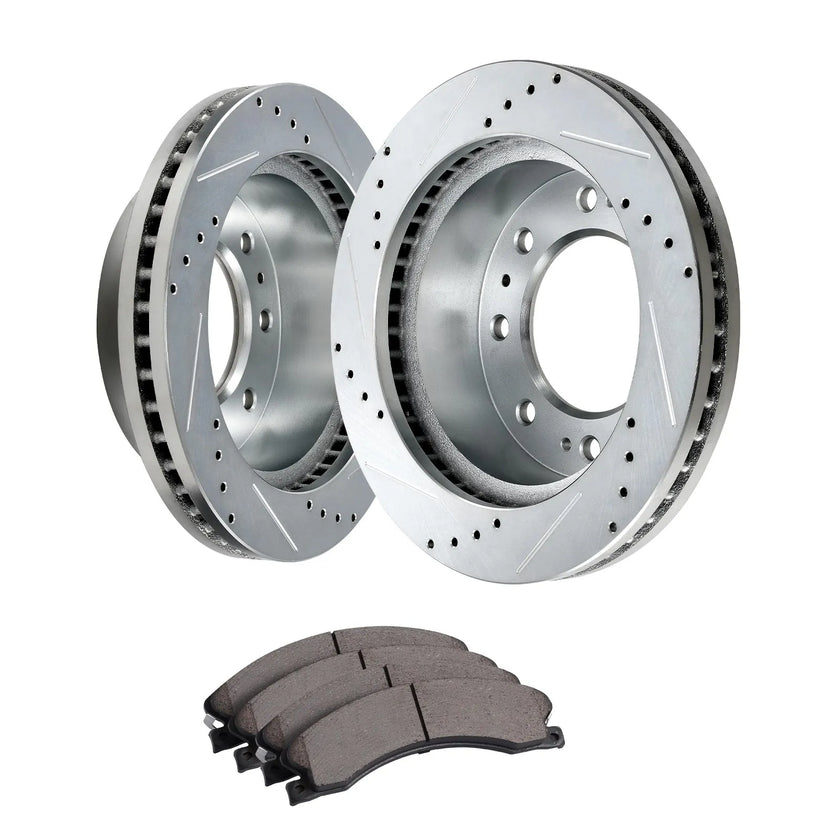 VEVOR Drilled and Slotted Front Brake Rotors Pads Kit for Chevy Silverado GMC