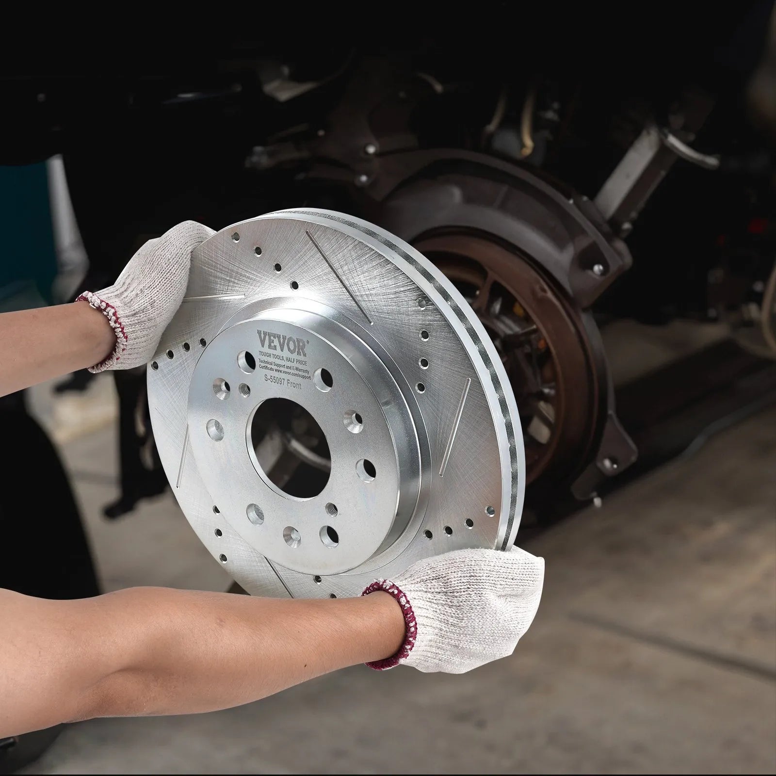 VEVOR Drilled Slotted Front Rear Brake Rotors Pads Kit for Chevy Silverado GMC