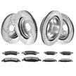 VEVOR Drilled Slotted Front Rear Brake Rotors Pads Kit for Chevy Silverado GMC