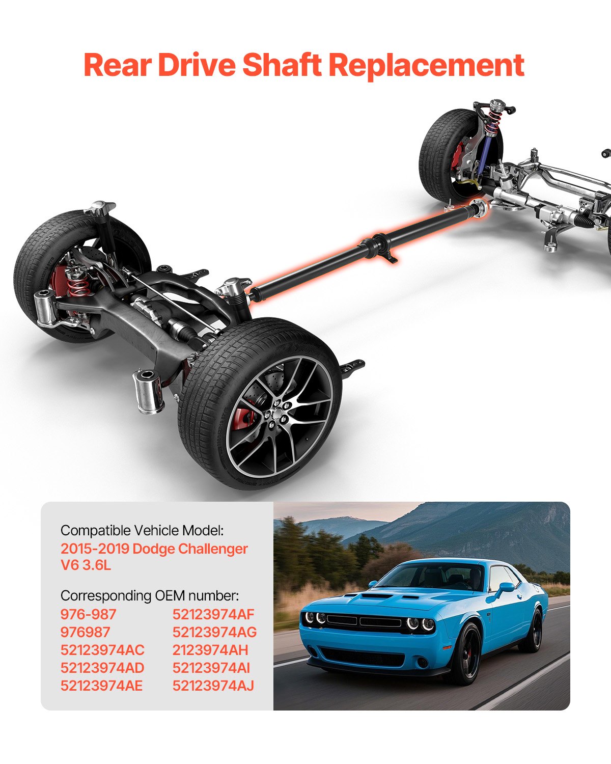 VEVOR Rear Prop Drive Shaft Compatible with 2015-2019 Dodge Challenger V6 3.6L