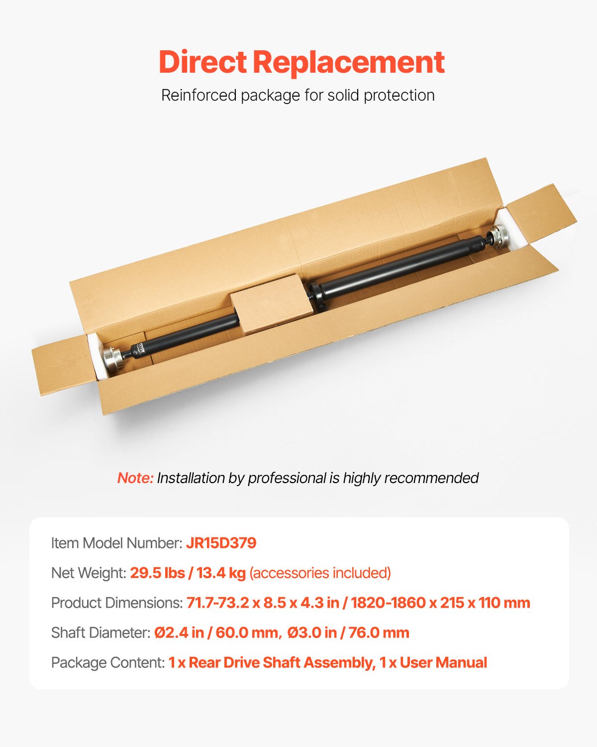 VEVOR Rear Prop Drive Shaft Compatible with 2015-2019 Dodge Challenger V6 3.6L