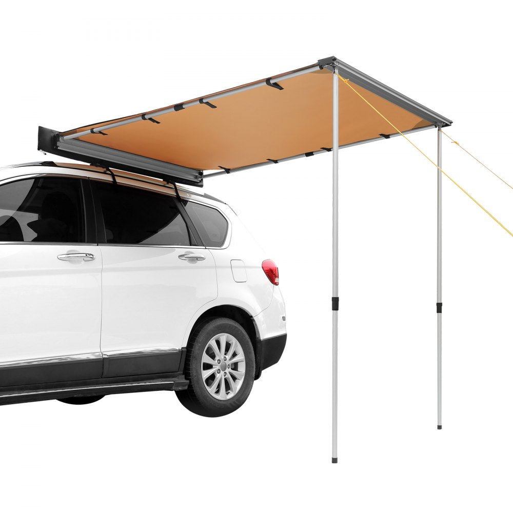 VEVOR Car Side Awning, Large 4.6'x6.6' Shade Coverage Vehicle Awning, PU3000mm UV50+ Retractable Car Awning with Waterproof Storage Bag, Suitable for Truck, SUV, Van, Campers