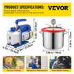 2.5cfm Vacuum Pump 1.5 Gallon Vacuum Chamber 0.5pa Tool Degassing Silicone