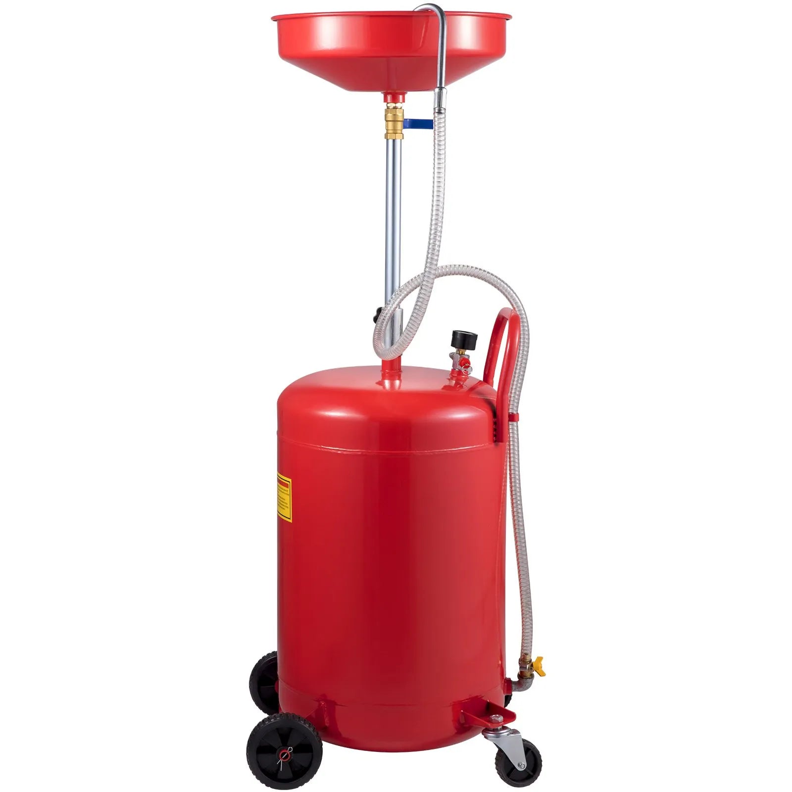 VEVOR Waste Oil Drain Tank 20 Gallon Portable Oil Drain Air Operated Drainer Oil Change, Oil Drain Container, Fluid Fuel Transfer Drainage Adjustable Funnel Height, with Wheel For Easy Oil Removal