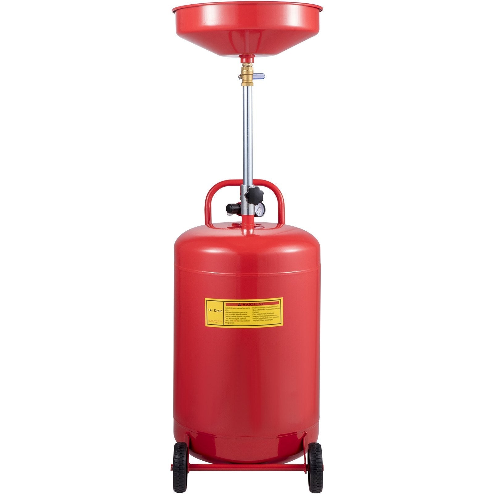 VEVOR Waste Oil Drain Tank 20 Gallon Portable Oil Drain Air Operated Drainer Oil Change, Oil Drain Container, Fluid Fuel Transfer Drainage Adjustable Funnel Height, with Pressure Regulating Valve